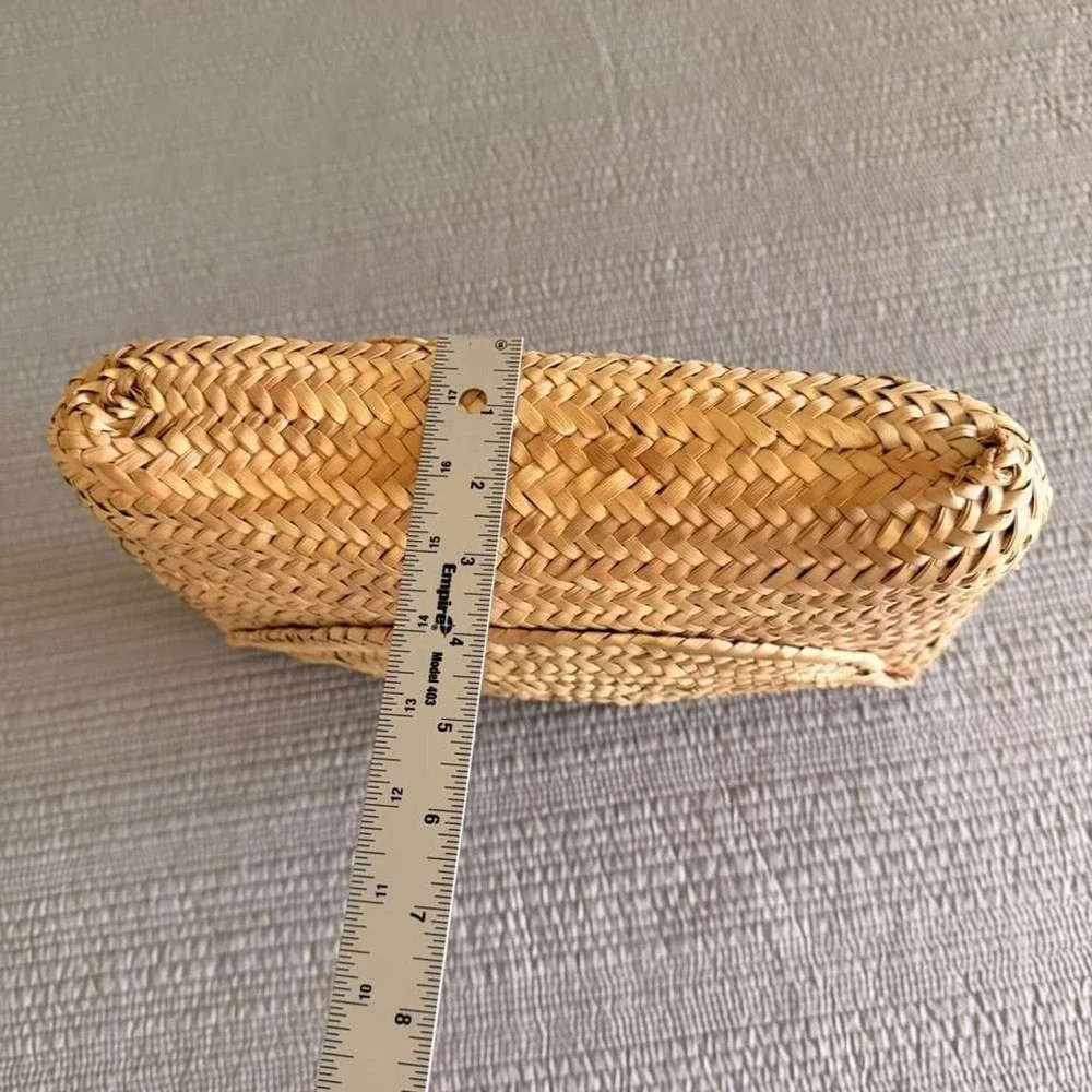 Poolside Shop Beach‎ Repeat Embroidered Straw Raffia Envelope Clutch Bag Natural
